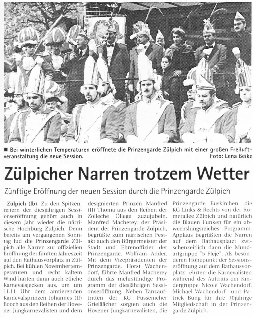 Zeitungsausschnitt Sessionseröffnung 1999/2000