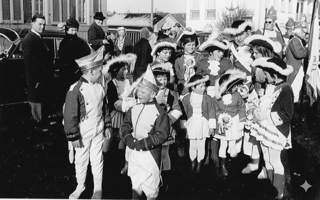 Kindergruppe im Rosenmontagszug 1963