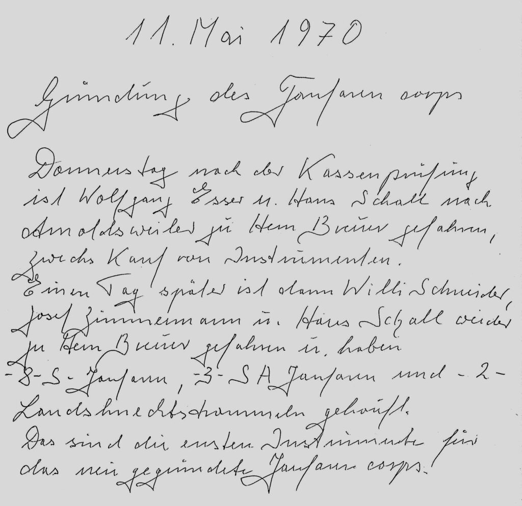 Gründung des Fanfarencorps 11.05.1970