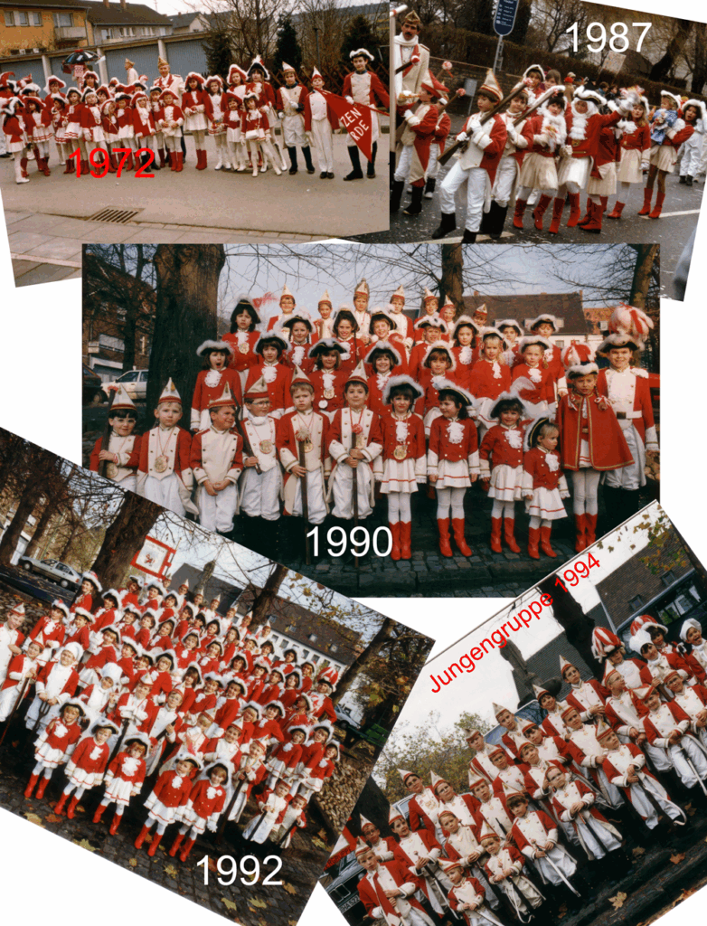 Kinder- und Jugendtanzgarde aus den Jahren 1972, 1987, 1990, 1992 und 1994