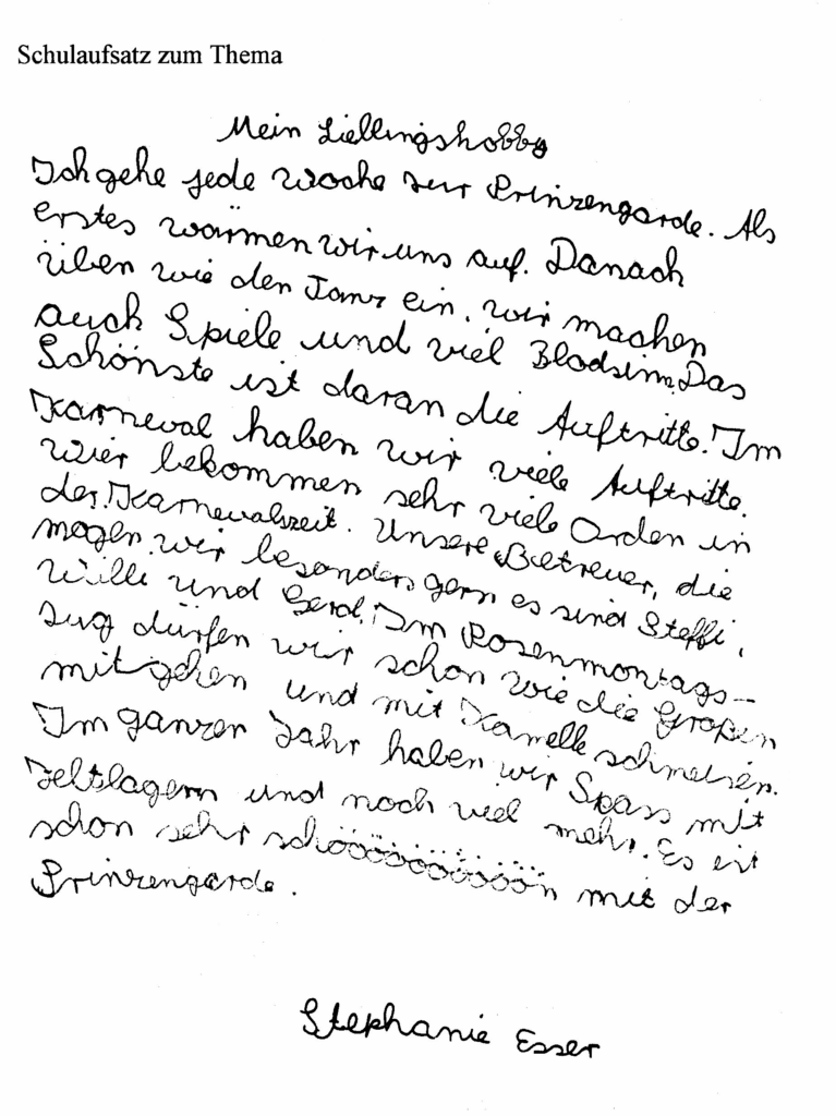 Schulaufsatz um Thema: Mein Lieblingshobby 1996